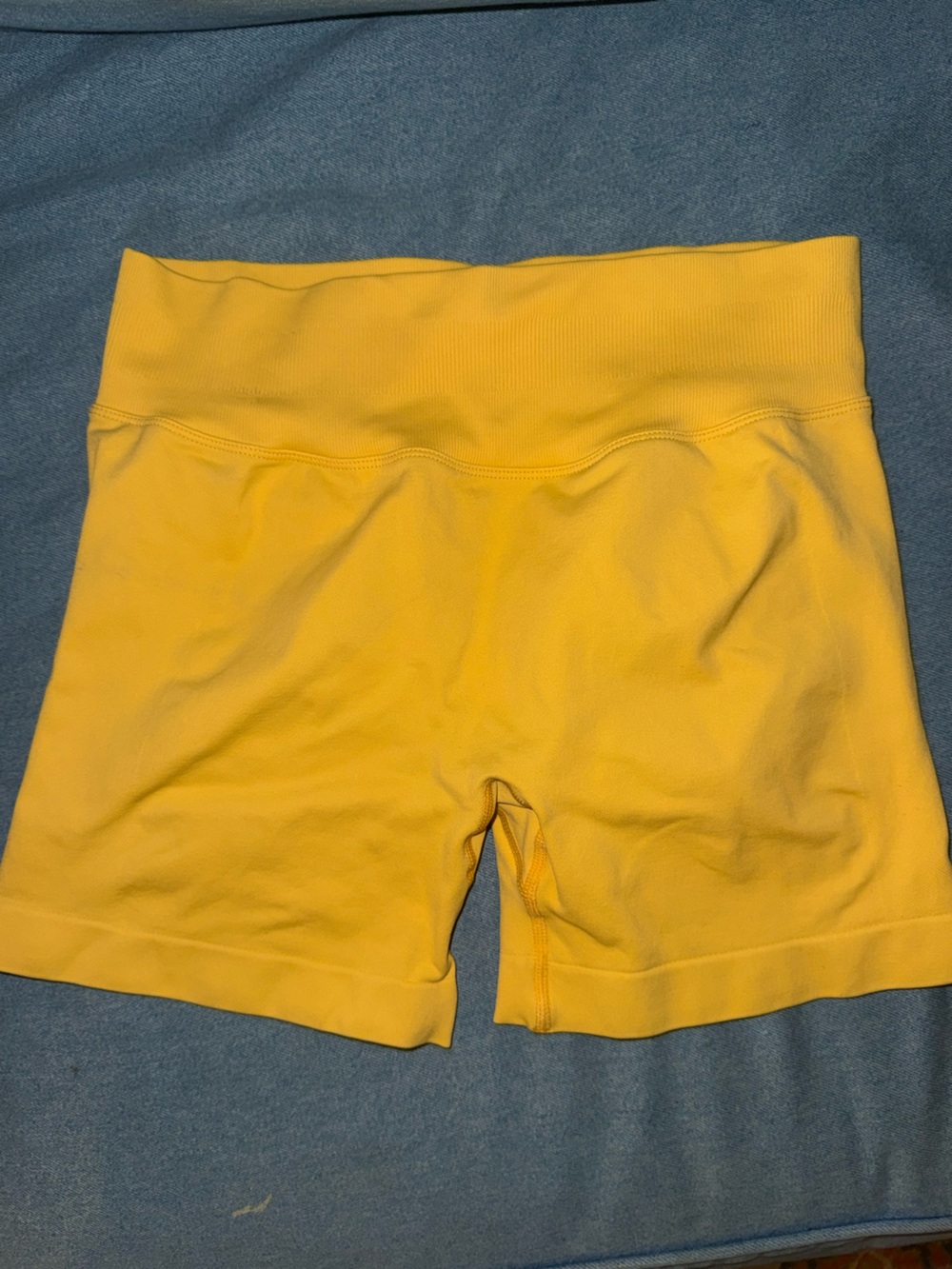 High-Waist Yellow Women's Active Shorts
